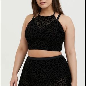 Torrid 0 mesh leopard halter bikini top